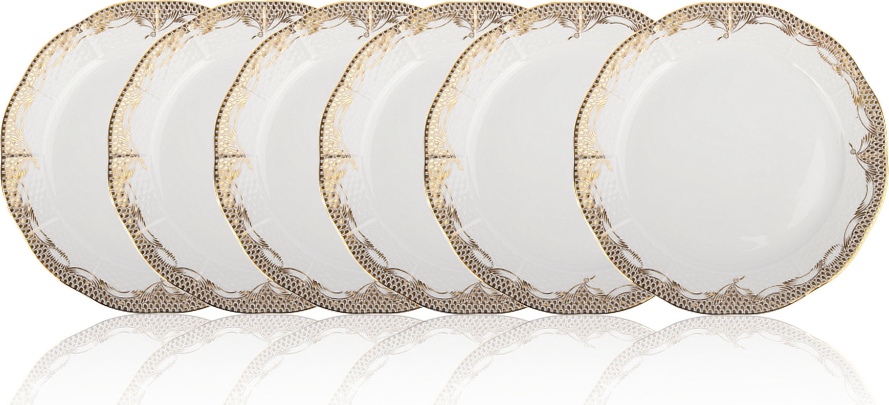 10631173 Herend Набор из 6 тарелок обеденных 25,5см "Чешуя" (золото) Фарфор, Керамика 