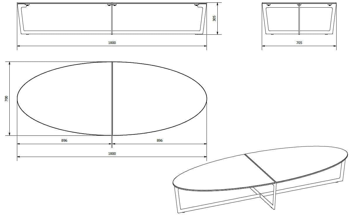 Стальной низкий овальный журнальный столик с столешницей SuperMarmo Bontempi Casa CROSS ARCH-00150719 - Вид №1