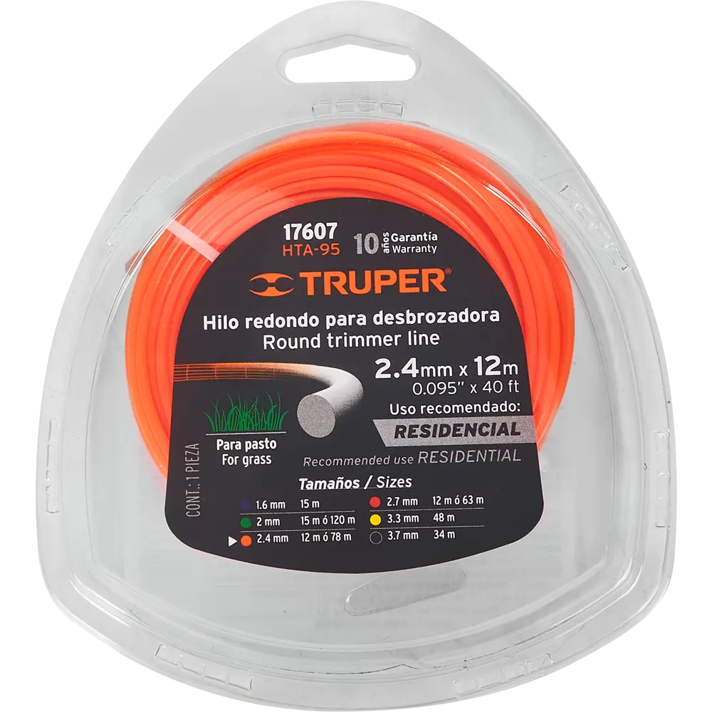 Леска для триммера Truper 17607 ø2.4 мм 12 м круглая 86870719 STLM-2104729 Santreyd 