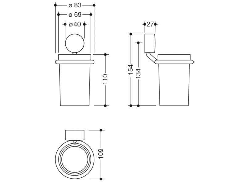 815.04.11045 Стеклянная кружка с держателем HEWI Halter und Becher  - Вид №5