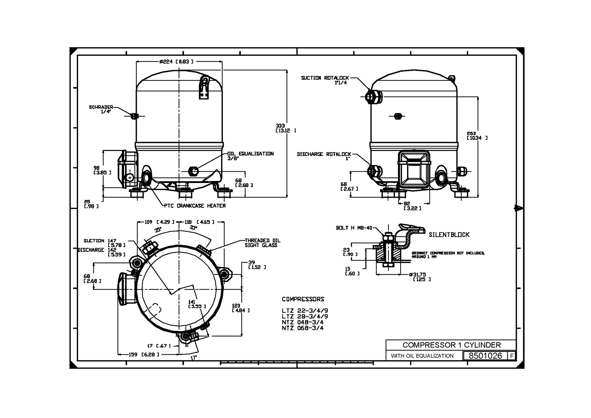 Danfoss NTZ — герметичные поршневые компрессоры NTZ271A4LR1B Компрессор поршневой 120F0243  - Вид №13