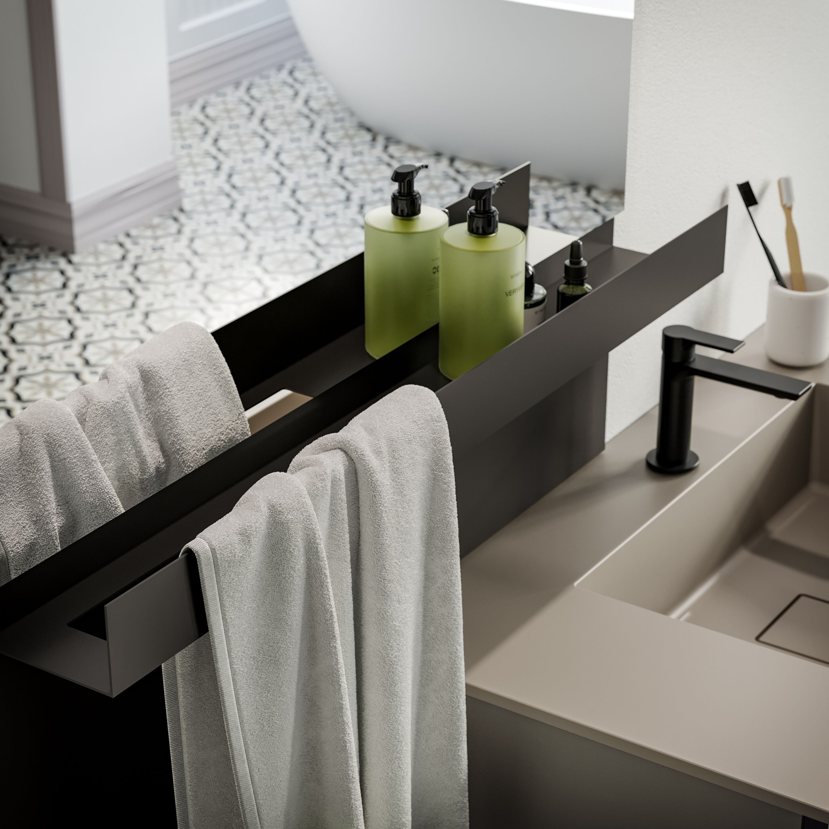 Подвесной шкаф для умывальника с выдвижным ящиком и зеркалом Birex Lapis ARCH-00010420 - Вид №2