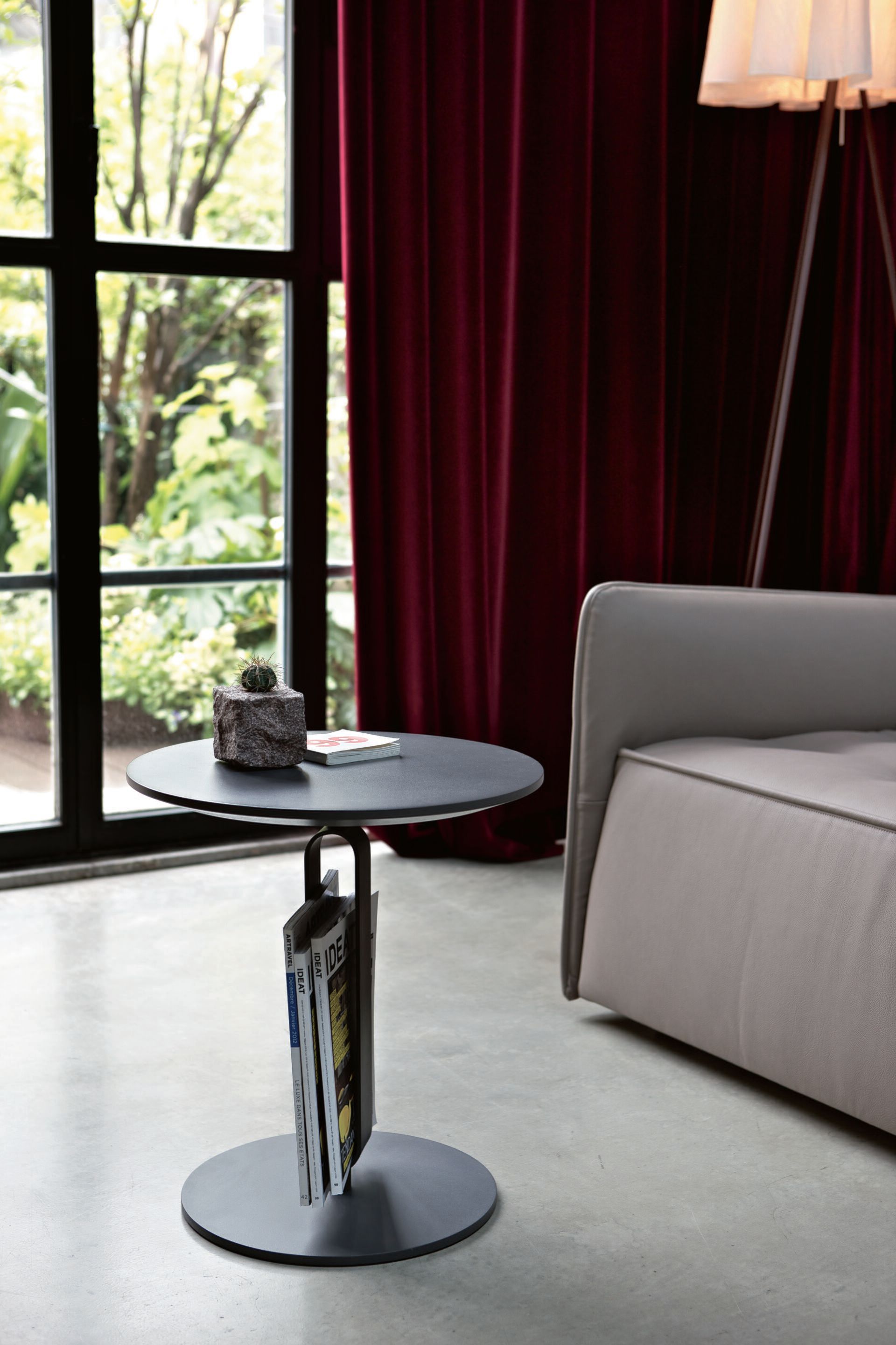 Круглый стальной и деревянный журнальный столик с журнальной стойкой Bontempi Casa ALFRED ARCH-00030442 - Вид №2