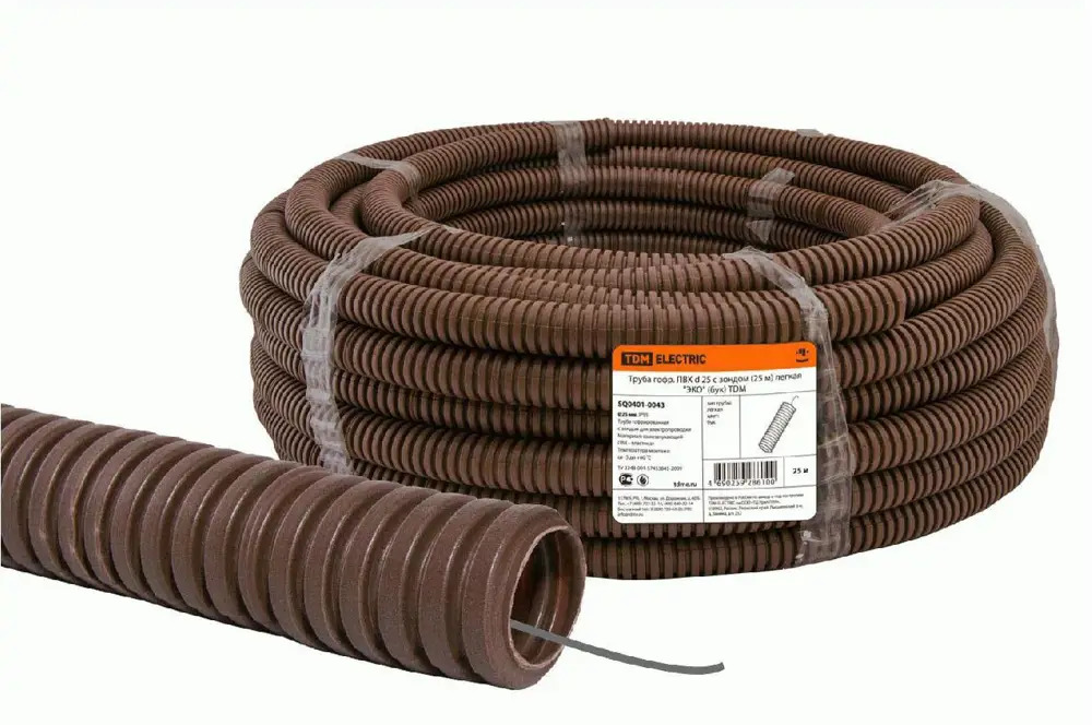 Гофрированная труба Santreyd для электромонтажа D25 мм 25 м цвет бук 88582223