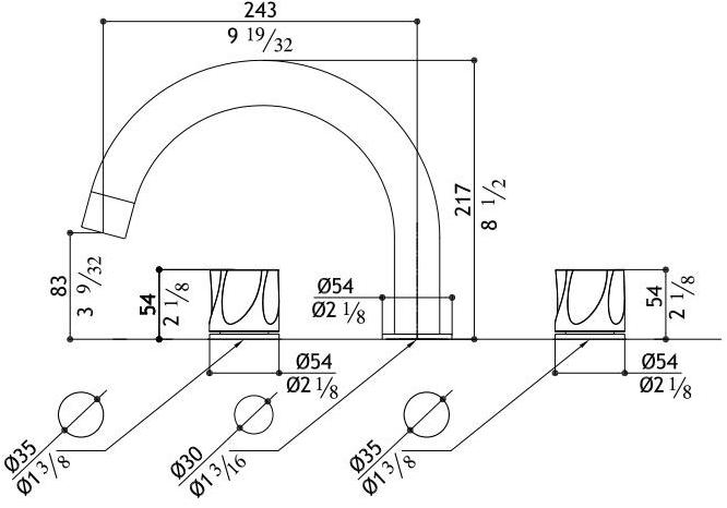 MGS Смеситель для ванны из нержавеющей стали на 3 отверстия Penta sun-id-1443938 - Вид №3