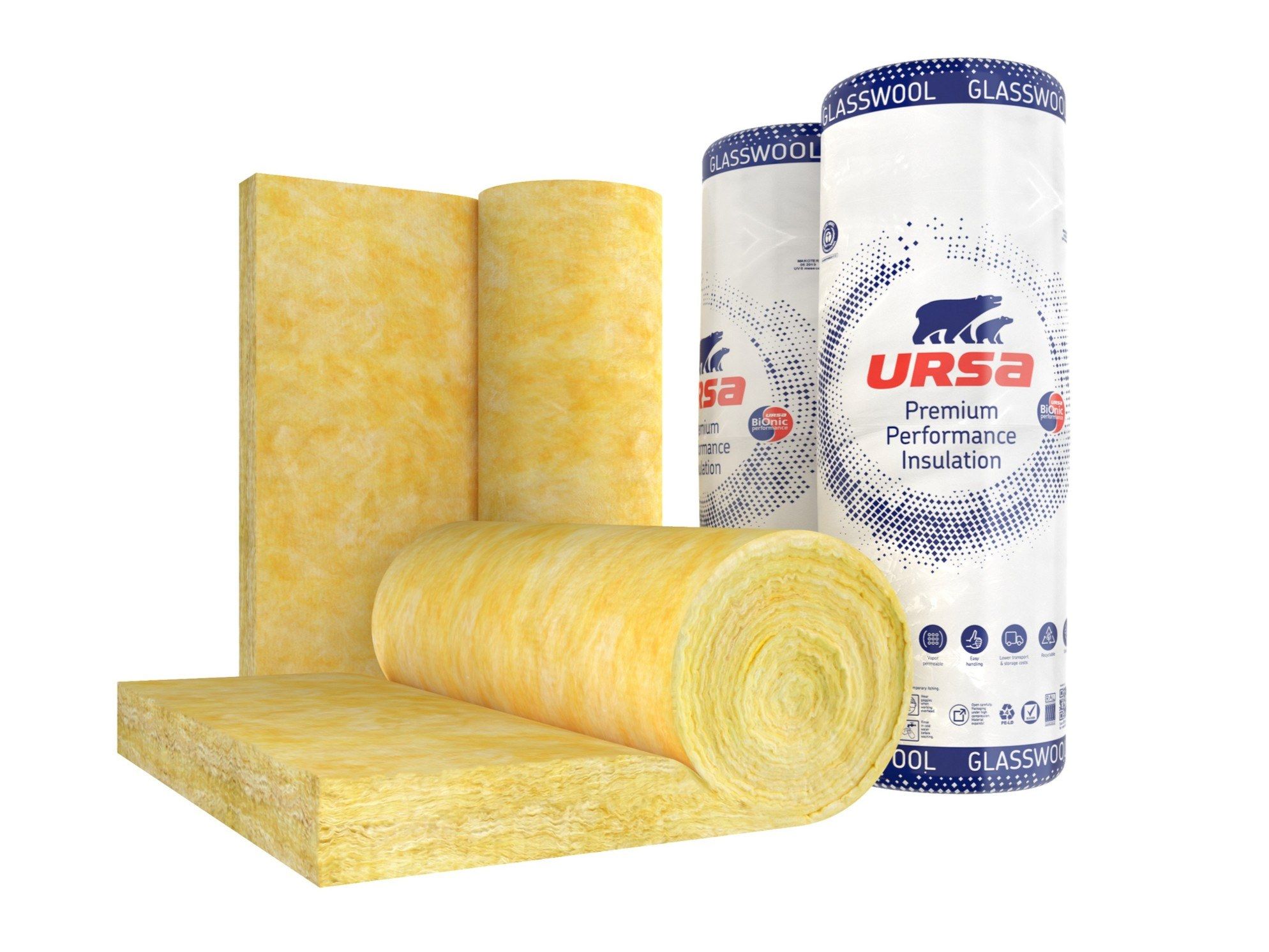 Водоотталкивающий рулонный войлок из стеклянной ваты Ursa URSA GLASSWOOL ARCH-00089148