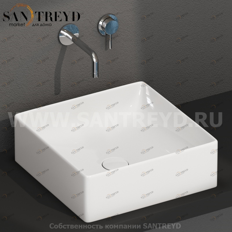 B6Q42BI Накладная раковина на столешницу  квадратная Ceramica Globo T-EDGE