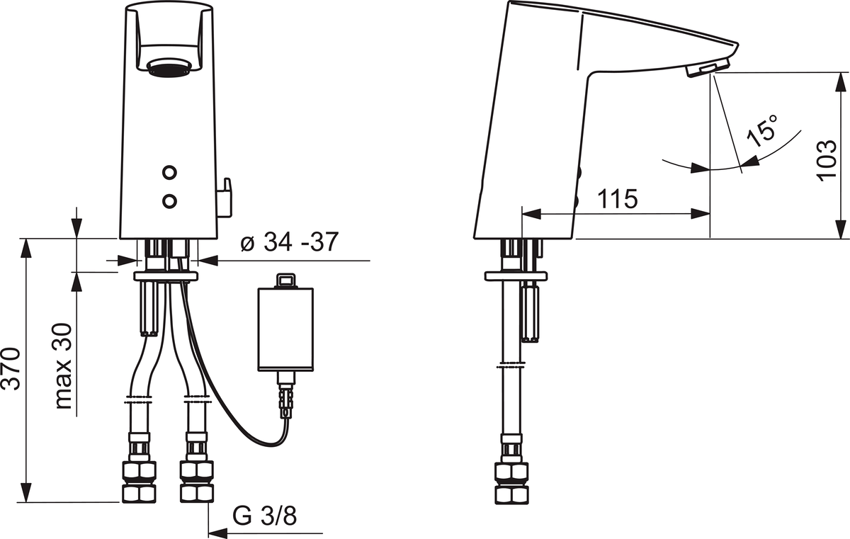Oras 2814FZ Смеситель для умывальника, 6 V, Bluetooth 2814FZ Cubista Хром  - Вид №1