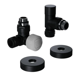 Термостатический комплект для радиатора трехосевой Royal Thermo Design Pro 1/2" латунь цвет черный 89423320 STLM-2058372