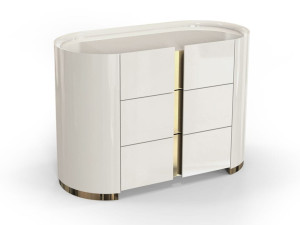 Деревянная овальная тумбочка с ящиками