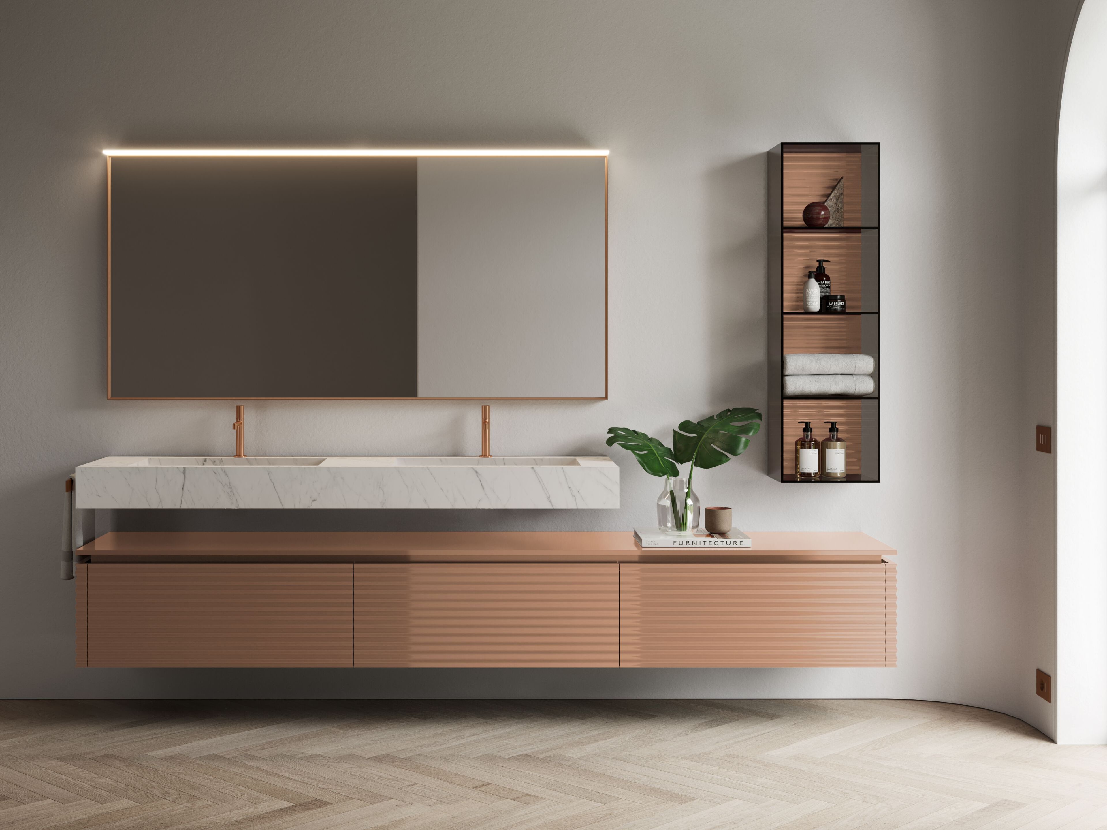 Двойной подвесной туалетный столик с зеркалом Ideagroup водолазка ARCH-00056318