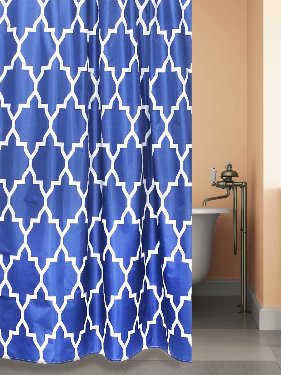 90031179 Шторка для ванной комнаты Net navy CH15182, 180х180 см CHARME ORANGE STLM-0090658 BATH PLUS