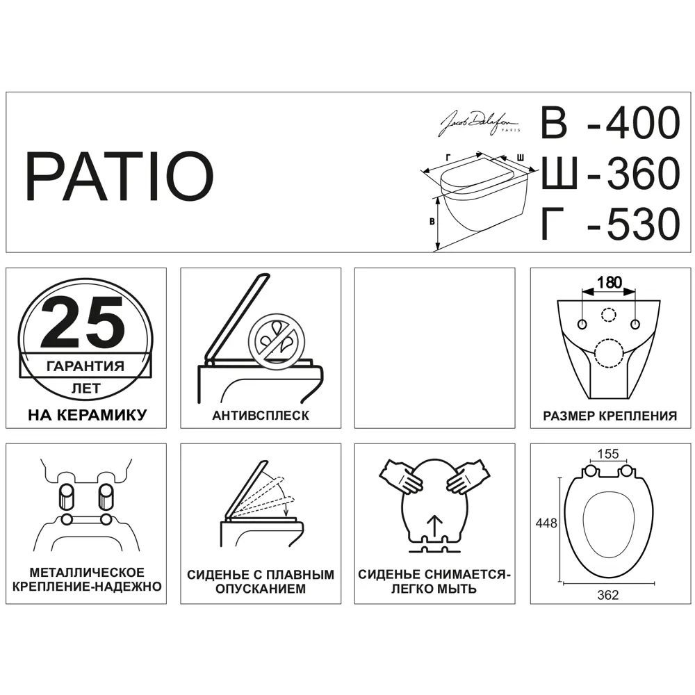 Унитаз подвесной Jacob Delafon Patio 11631828 STLM-2112531 - Вид №3