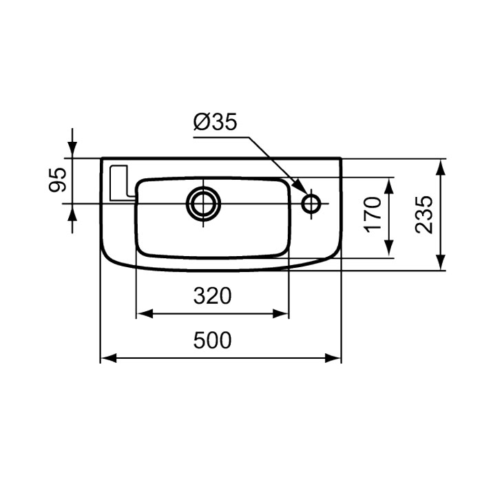W449461 Раковина отдельностоящая для монтажа без пьедестала VIDIMA SEVA FRESH  - Вид №3
