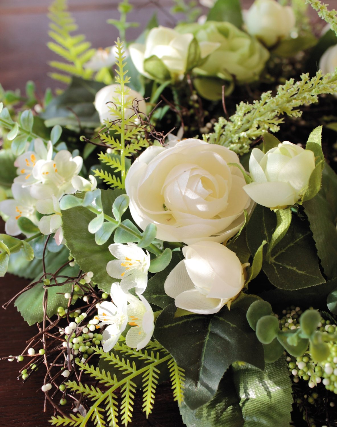 3162 778 a3 Искусственный венок 'Лютик-восковое растение', Ø 35 см, бежево-белый H-andreas 