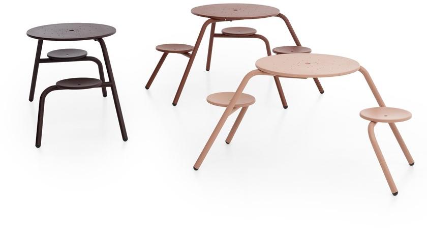 Extremis Круглый металлический стол для пикника со встроенными стульями sun-id-1346887 - Вид №7