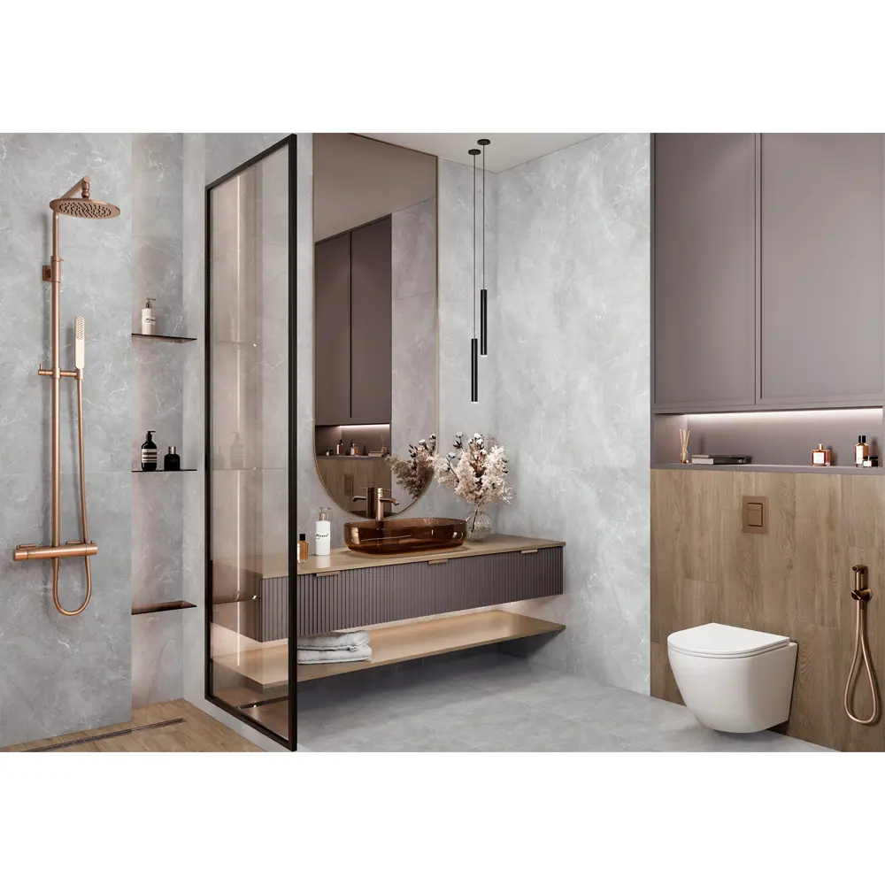 Глазурованный керамогранит Alma Ceramica Diva 07 60x120 см 1.44 м² лаппатированный цвет серый STLM-2203150
