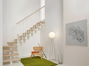 Fontanot Г-образная открытая лестница из стали и дерева Pixima