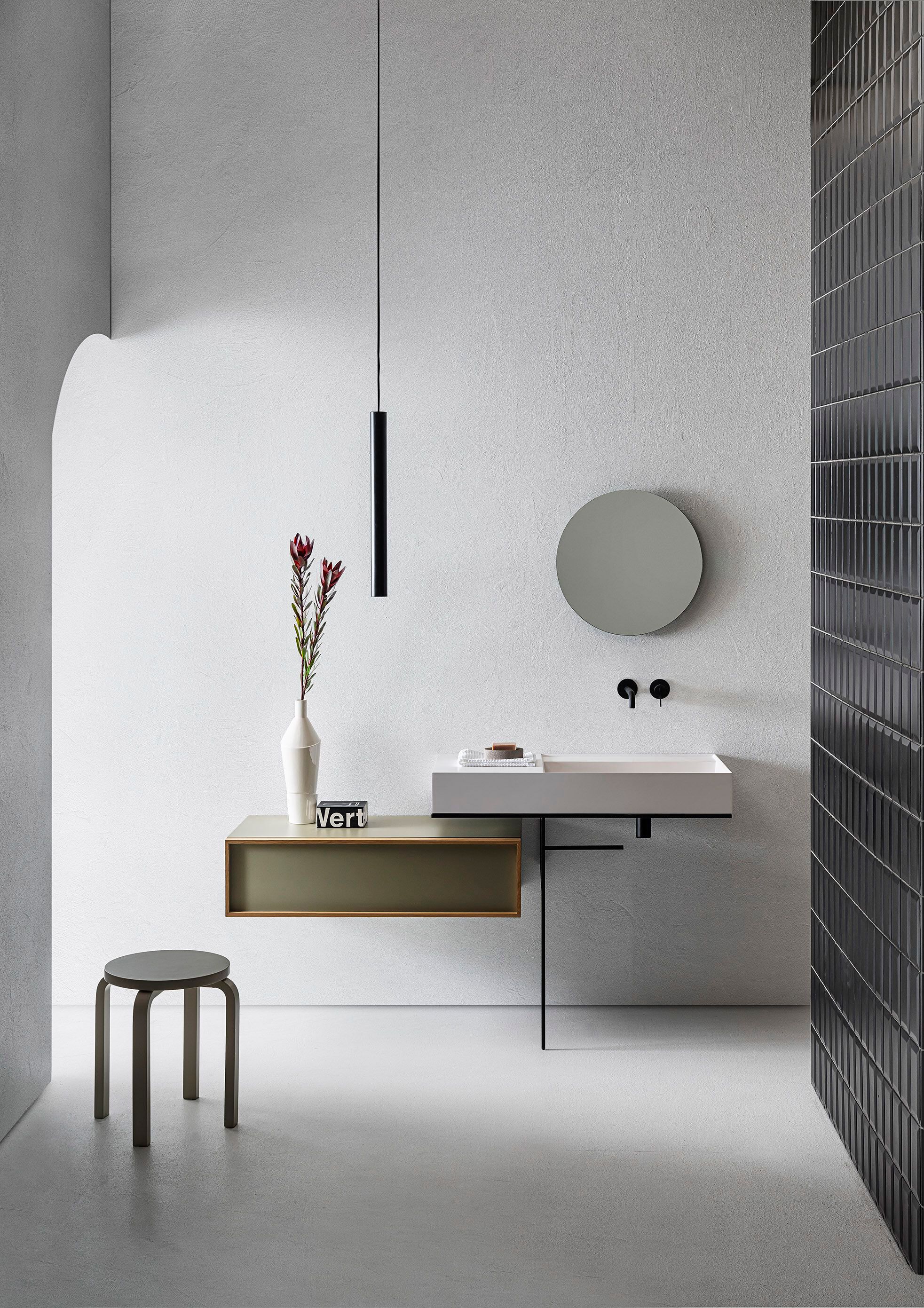 Прямоугольная подвесная раковина из композитного материала с держателем для полотенец Pirovano Element ARCH-00136549 - Вид №1