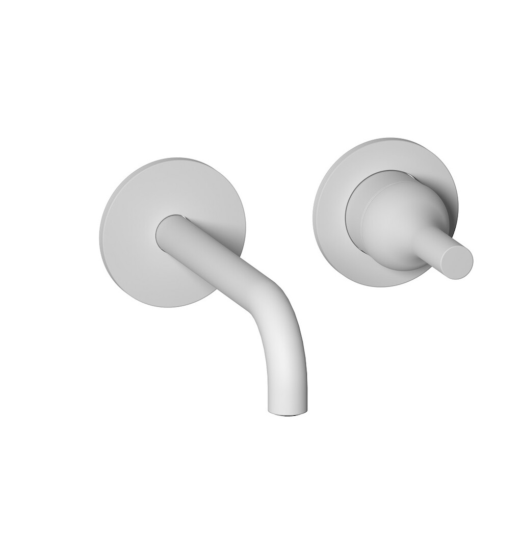 Встроенный в стену смеситель для раковины на 2 отверстия в комплекте с донным клапаном WE ARE IB bi406bo Matt White Batlo