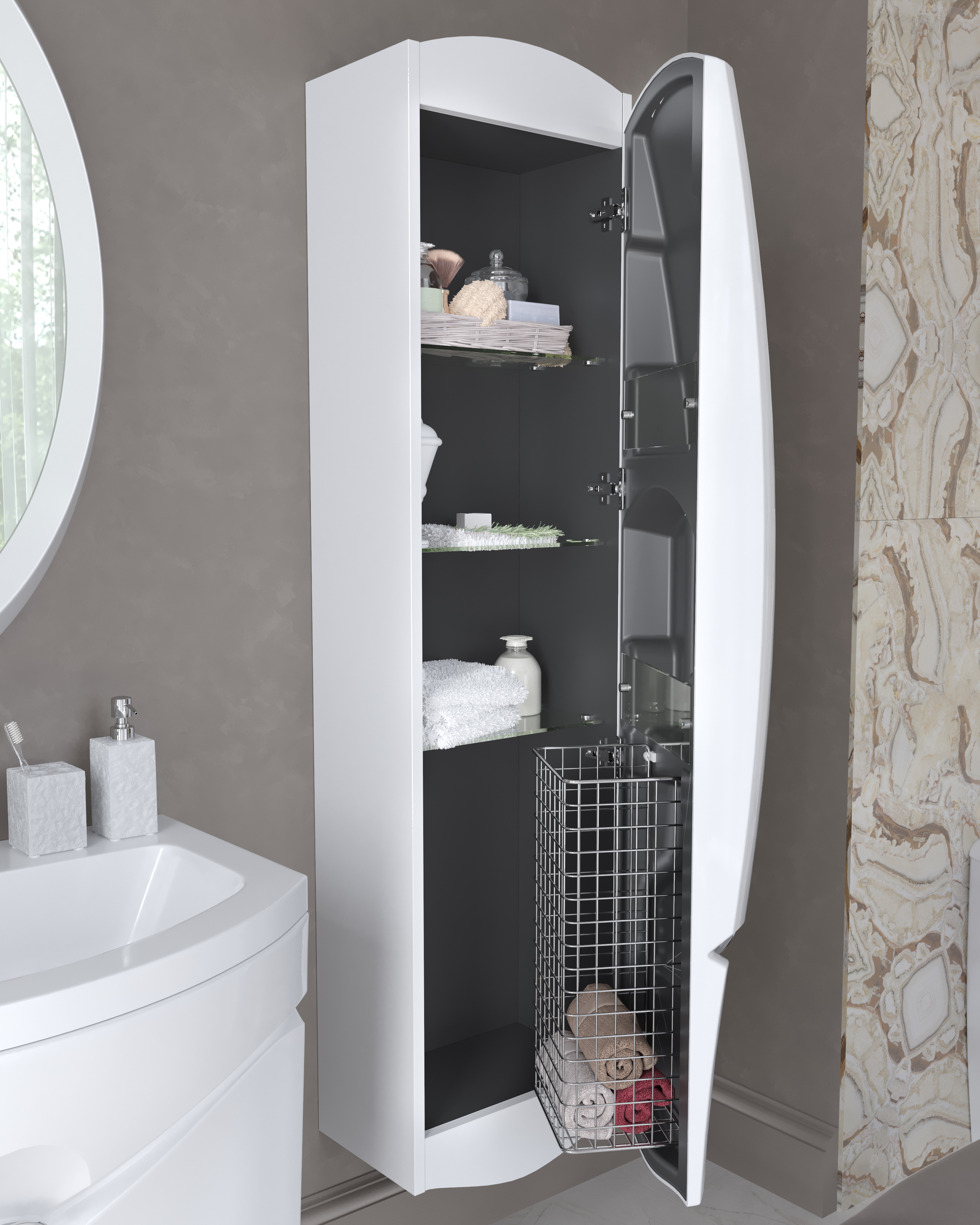 У52808 Шкаф - Пенал Sunrise/Eclipse/Cloud 40П, 1д, White L 1 Marka Sunrise - Вид №2