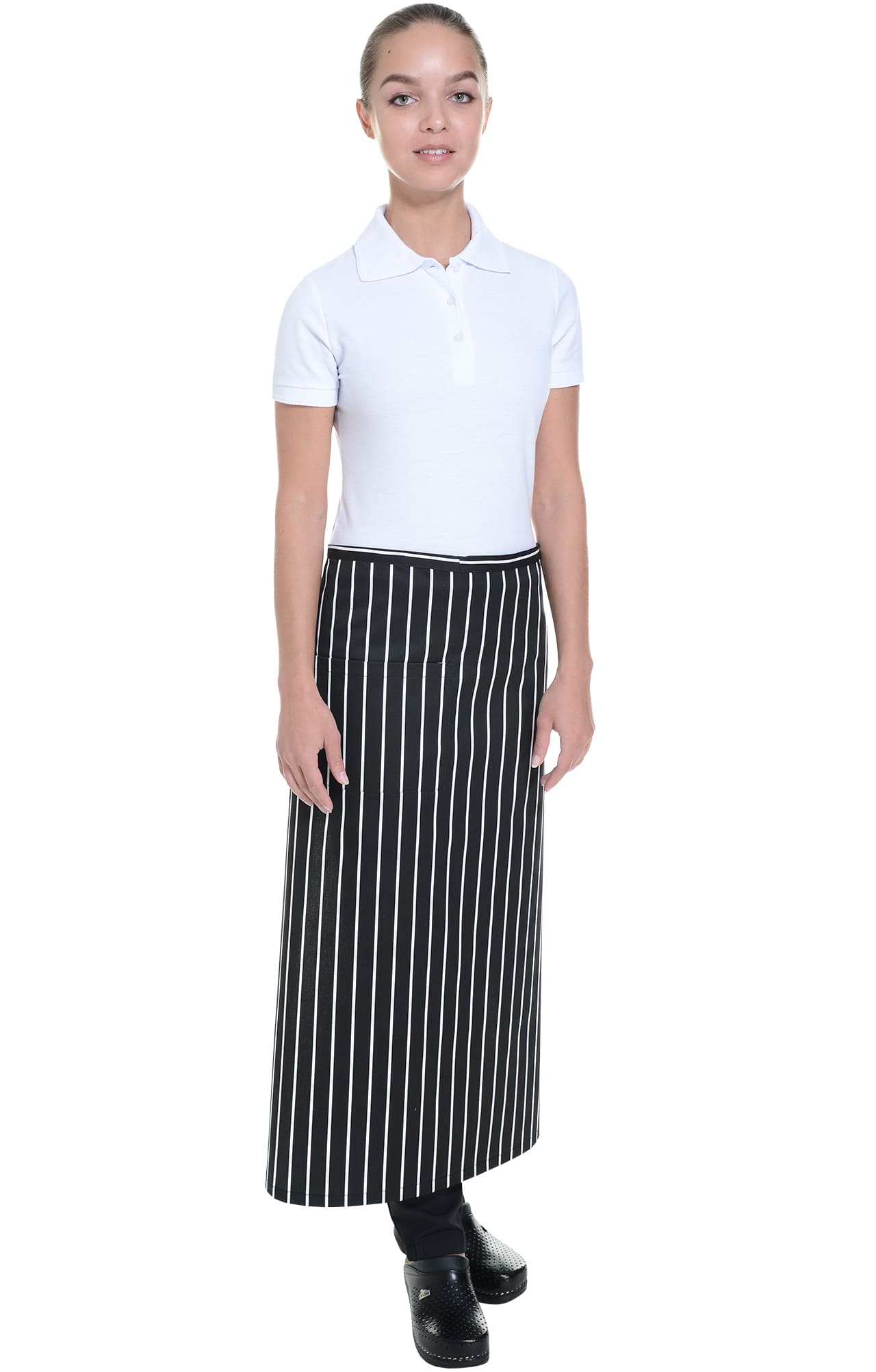 60352 Фартук удлиненный MixColor BLACK (черный/белая полоска) HORECA  Одежда для официантов  размер  - Вид №4