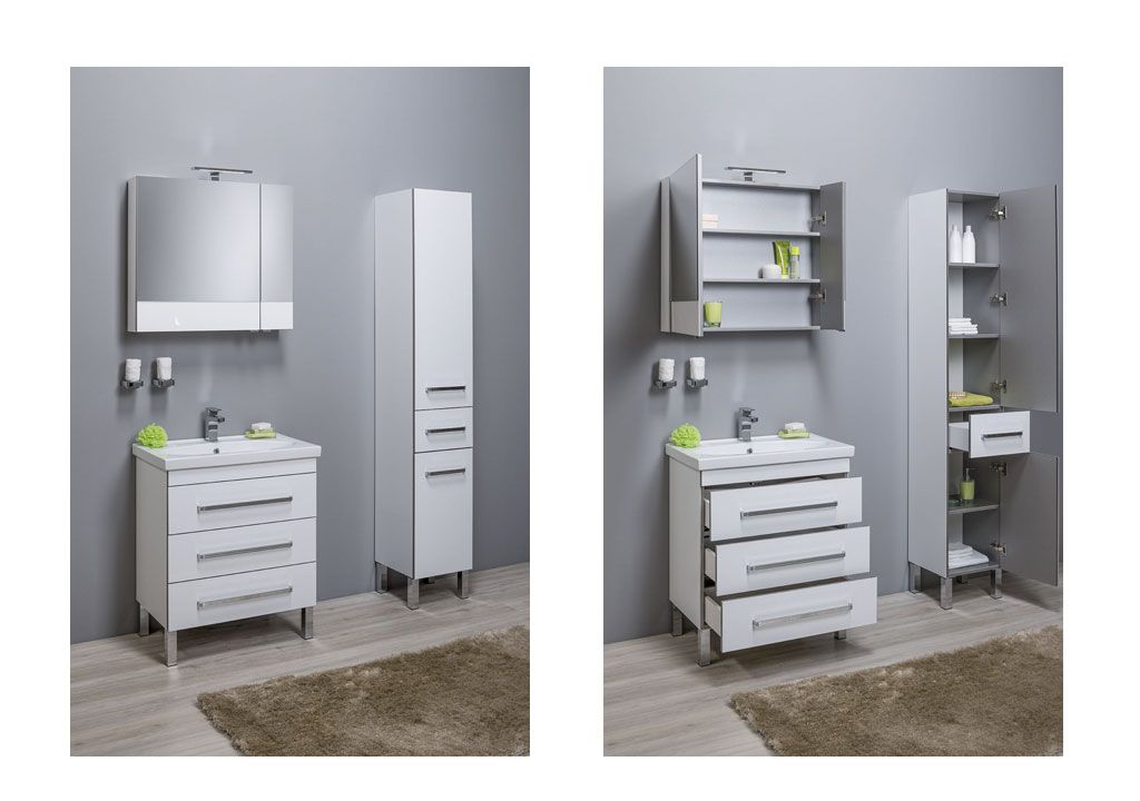 Мебель для ванной Aquanet Сиена 70 белый (напольный 3 ящика) 00196502 - Вид №5