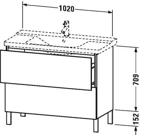 LC660207272 L-Cube Тумбочка напольная Дуб брашированный, натуральный шпон Duravit - Вид №2