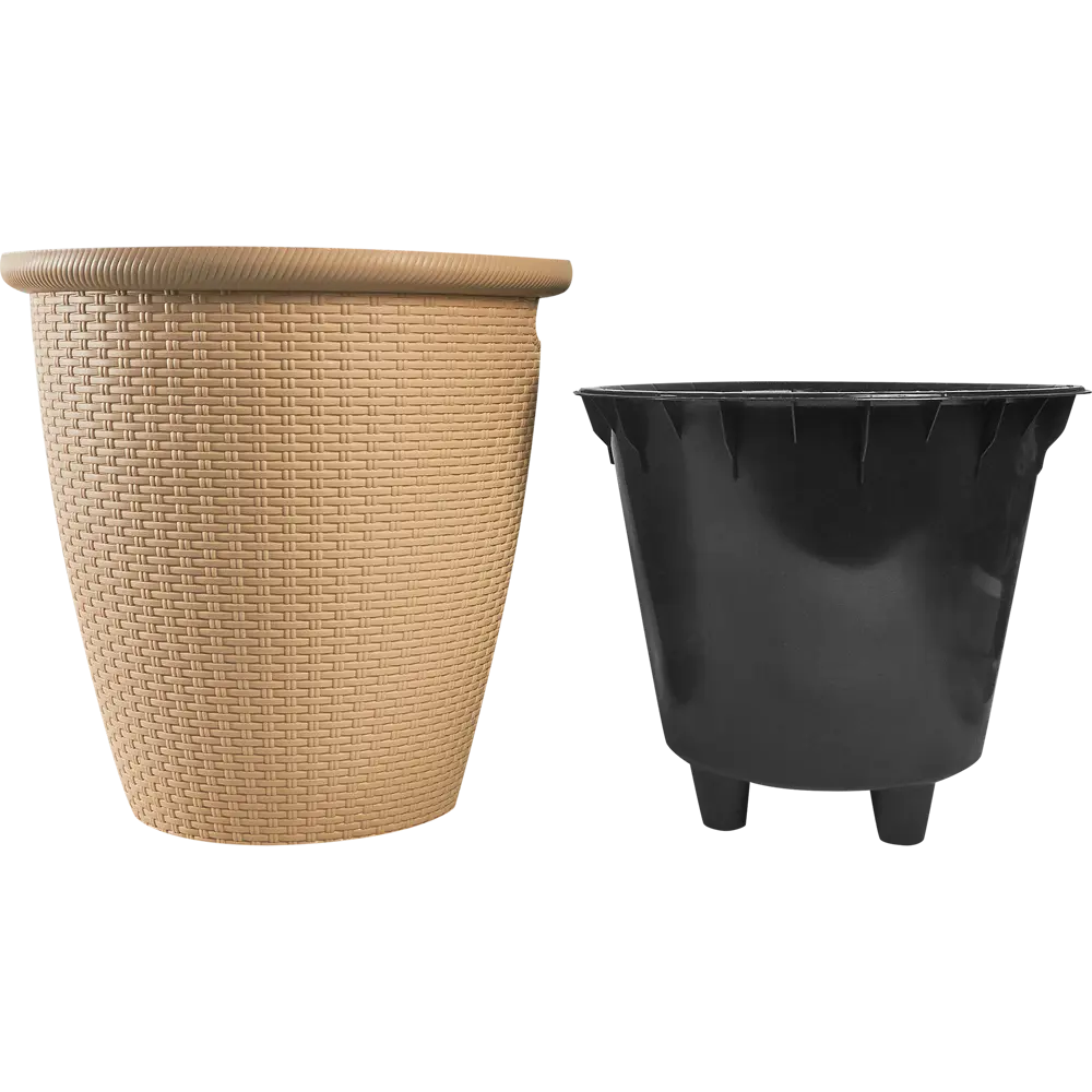 Кашпо для цветов Ingreen Rattan ø38 см v30 л пластик бежевый 87660978 STLM-2128410 - Вид №1