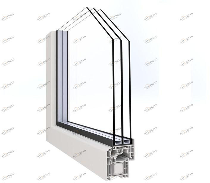 ALPHACAN Распашное окно с терморазрывом из пвх с тройным остеклением sun-id-1454408
