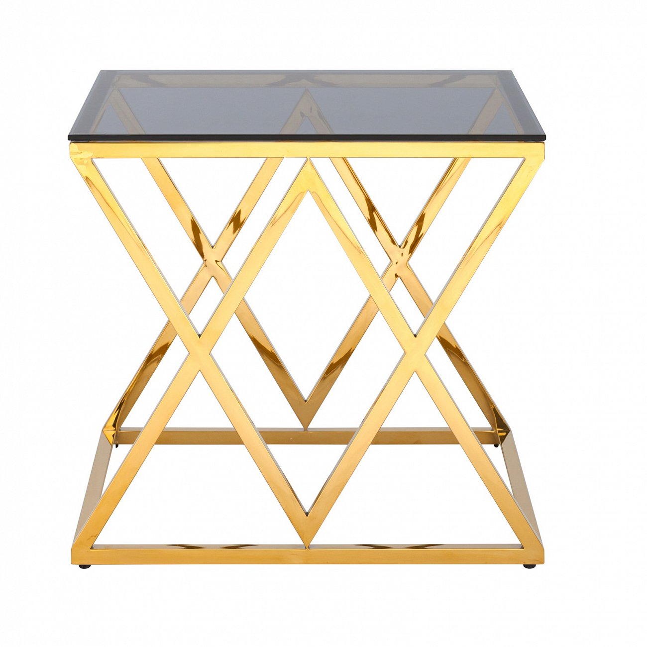Журнальный столик стеклянный дымчатый с основанием золото 55х55 см "Инсигния" STOOL GROUP  00-3881890 Золото  - Вид №1