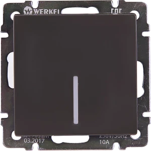 Выключатель встраиваемый Werkel 1 клавиша с подсветкой, цвет серо-коричневый