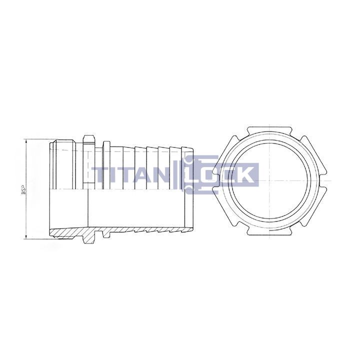 2in, штуцер с наружной резьбой под рукав, латунь, TLSM50BR TITAN LOCK  - Вид №1