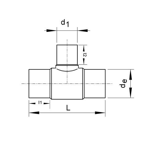 SANIT 73402036225180 Тройник 90 °, PE 100, SDR 17, долго уменьшается  - Вид №1