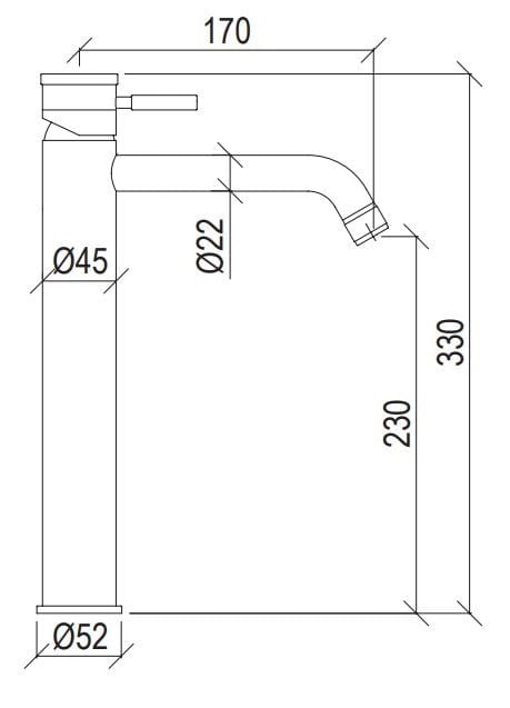 Однорычажный смеситель для раковины из нержавеющей стали с аэратором Tubico Волга ARCH-00022492 - Вид №35