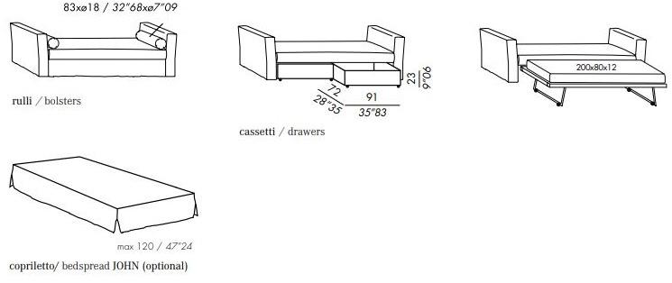 Meridiani Мягкая кушетка из ткани Law sun-id-1458830 - Вид №3