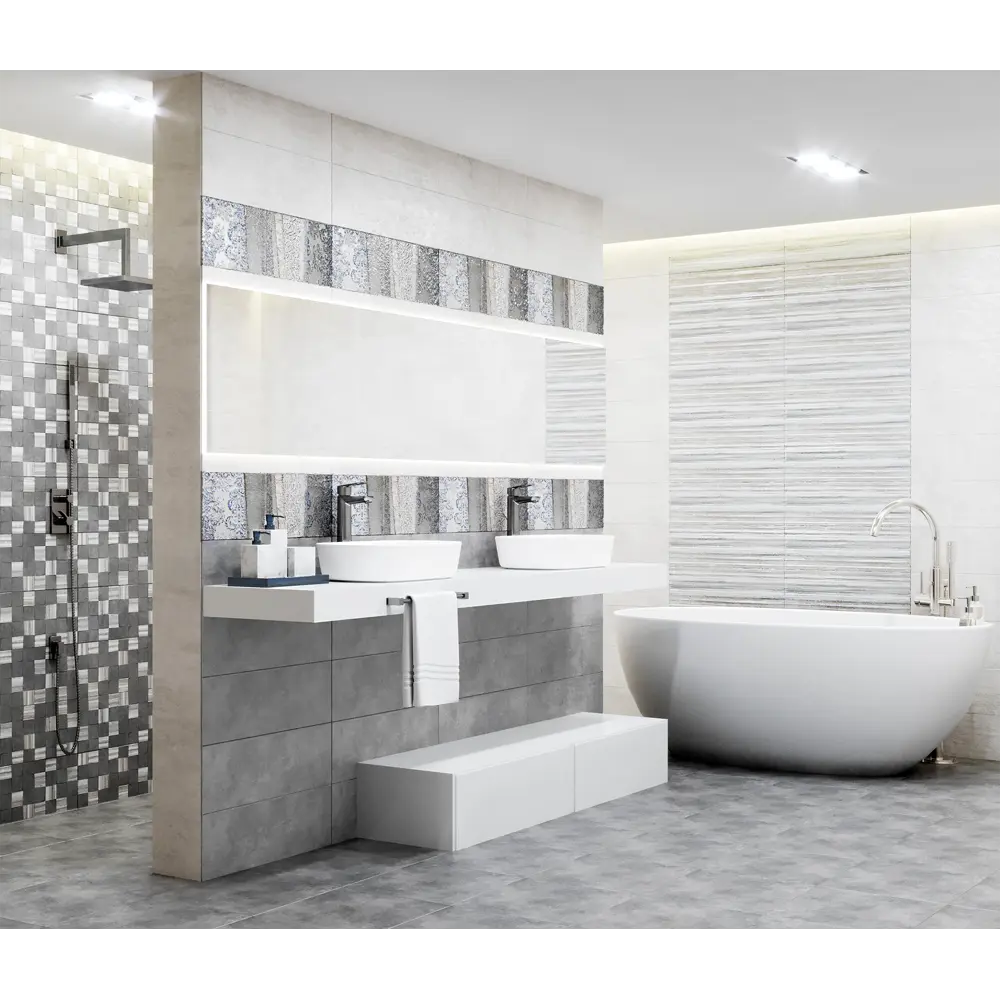 Настенная плитка Culto Темари 60x20 см 1.2 м² цвет серые полоски Фория STLM-2119728 - Вид №5