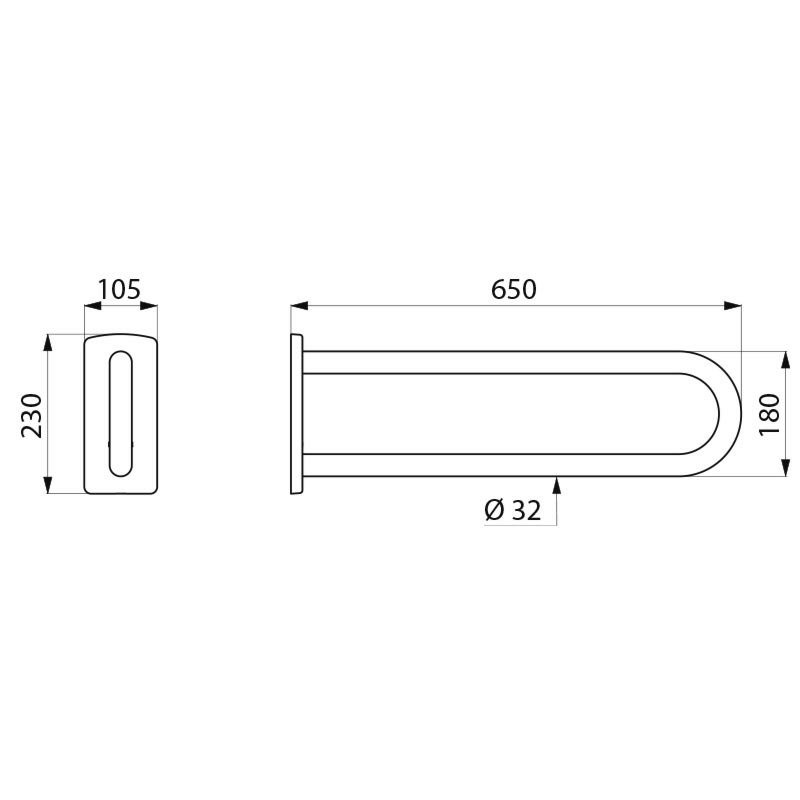 510161P Фиксированная опора из полированной нержавеющей стали, длина 650 мм DELABIE  - Вид №1