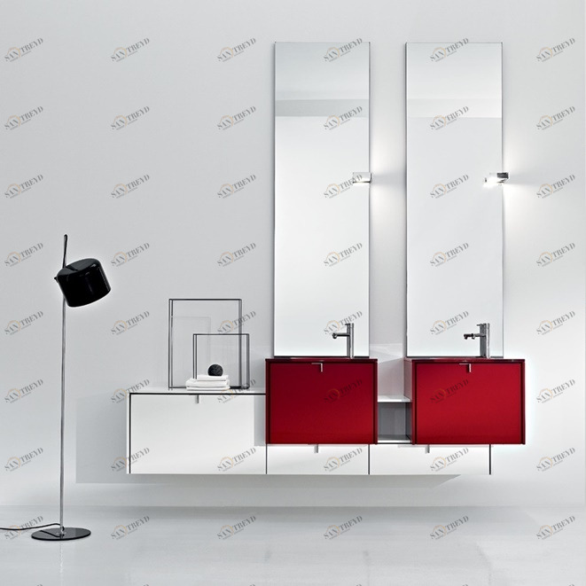Комбинация ванной комнаты PV17 в отделке Z32 Rosso / L41 Bianco / 132 Rosso MILLDUE PIVOT PIVOT17