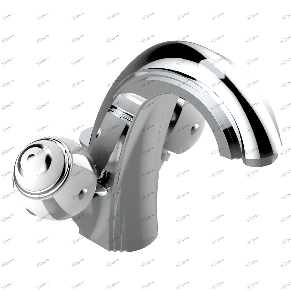 A7B-2155 Смеситель для раковины на одно отверстие с донным клапаном Thg-paris Ithaque с платиновым декором A7B 2155 A02 CAT.A