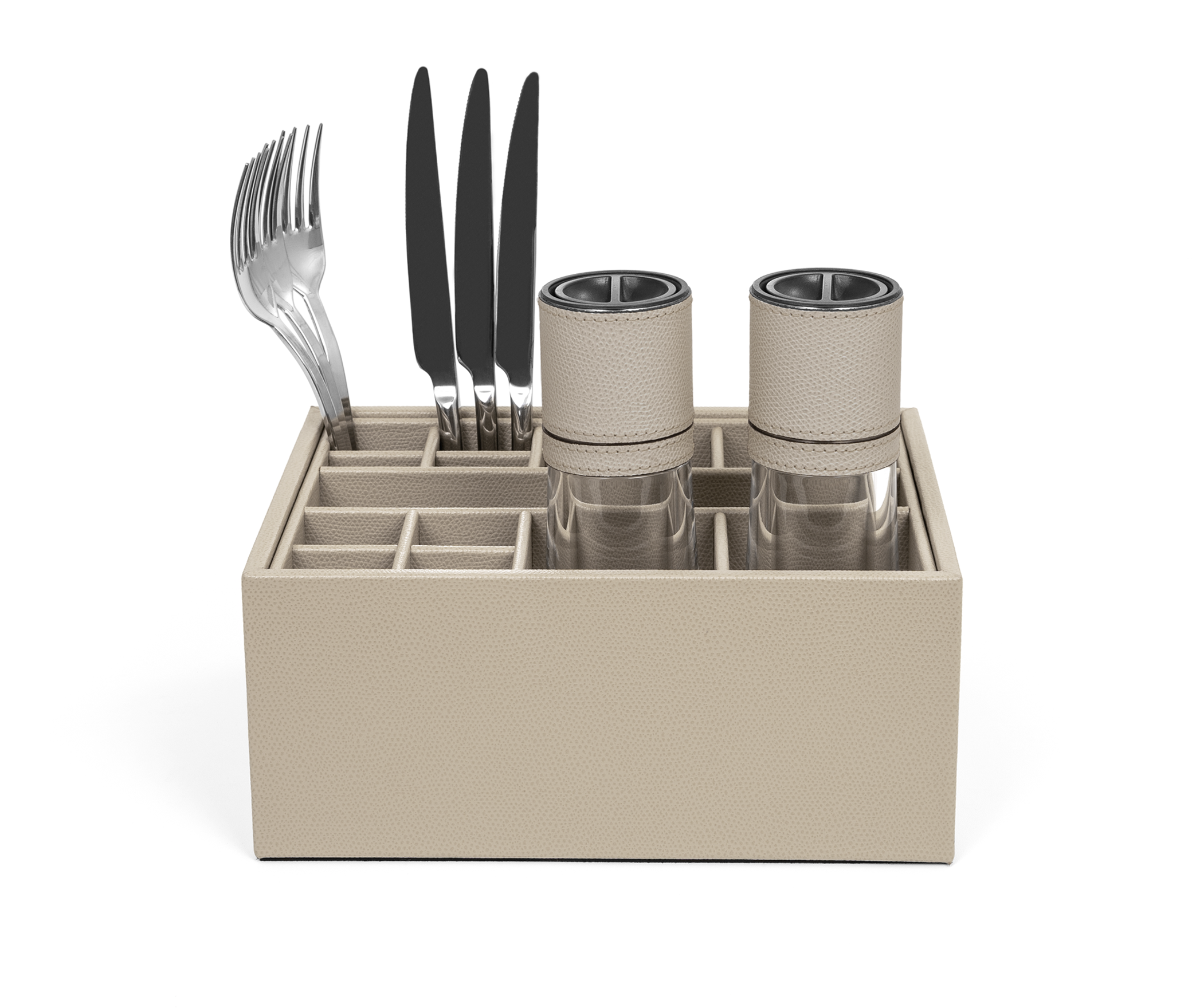 Настольный органайзер - 23,5X18,5XH10,5 см / зернистая кожа_кремовый Pinetti 00.1376.029.027 - Вид №2