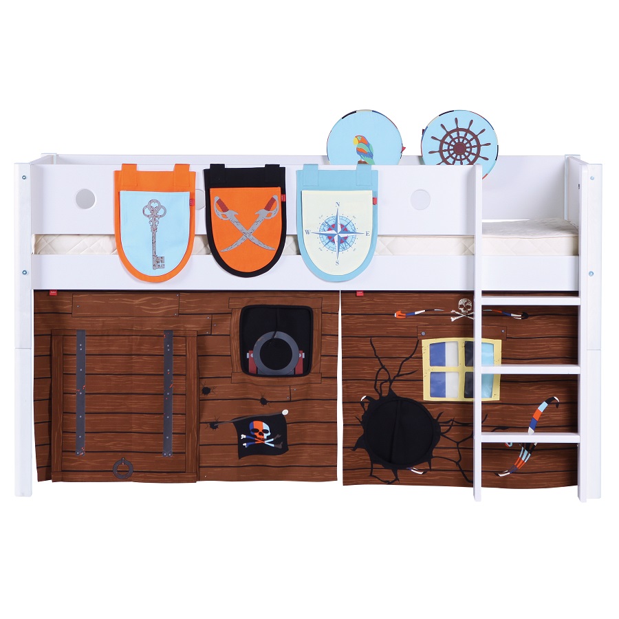 Кровать Flexa White с лестницей, 190 см, белая 801730840 - Вид №9