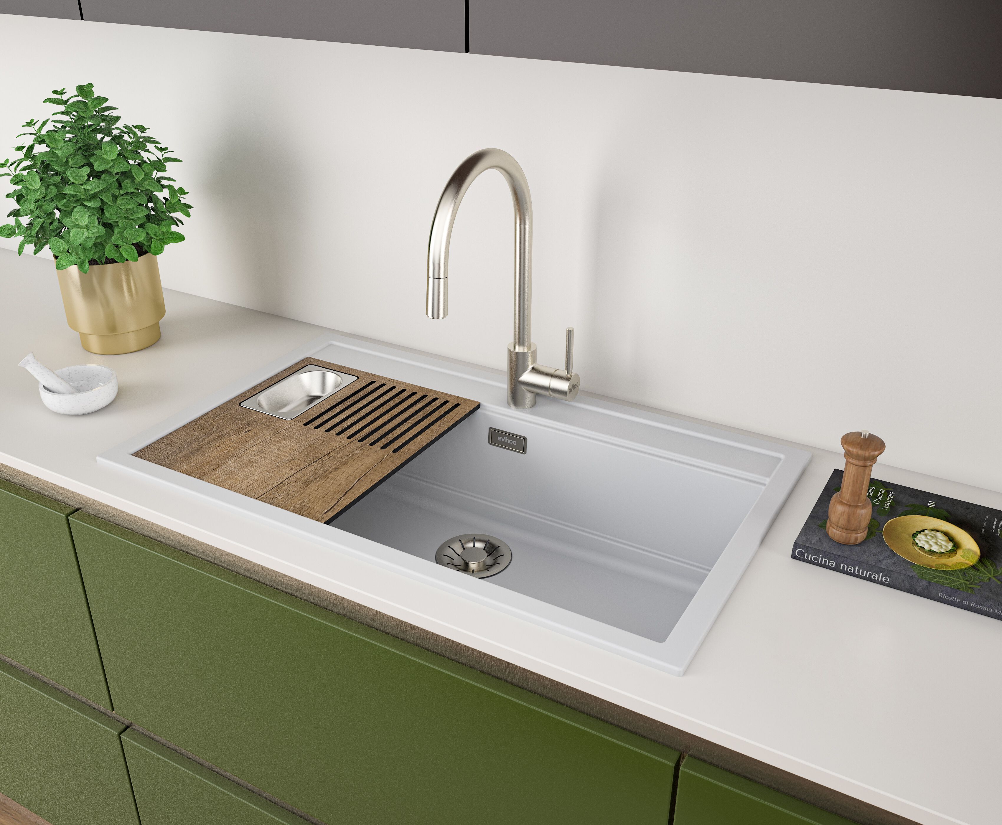 Многофункциональная разделочная доска с лотком из нержавеющей стали Evhoc COMPLEMENT PLUS 340 ARCH-00065002 - Вид №2