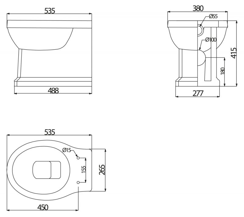 Унитаз приставной BelBagno TREVI полное примыкание к стене Приставной унитаз напольный Белый BELBAGNO  Китай  - Вид №4