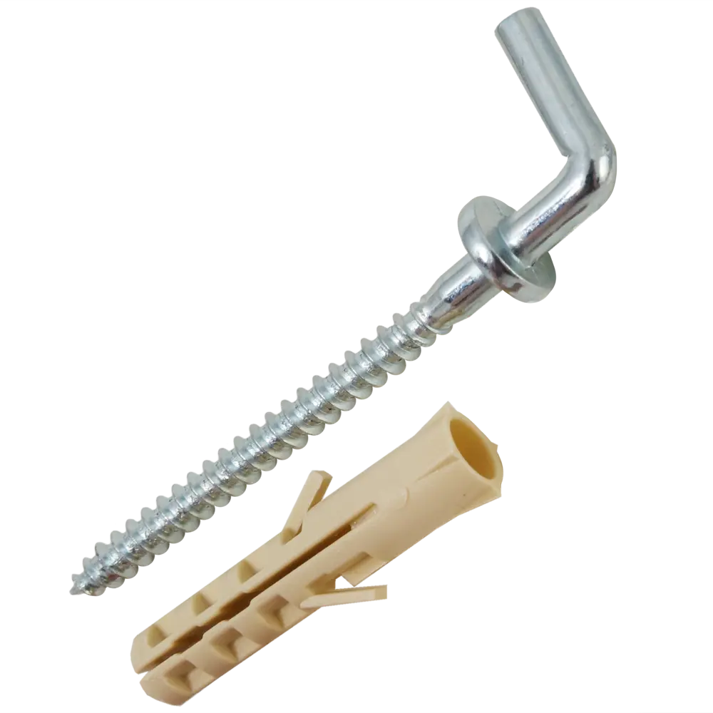 Крюк Г-образный с манжетой 3.5x52 мм, сталь оцинкованная, 2 шт ЕВРОПАРТНЕР STLM-2101504 - Вид №1