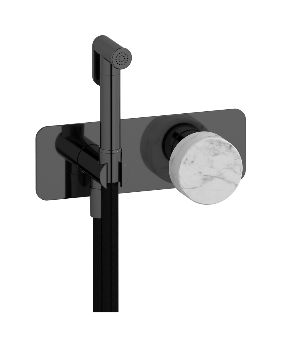 Внешние части гигенического душа со смесителем. WE ARE IB mr706cf_1 Black Chrome Marmo