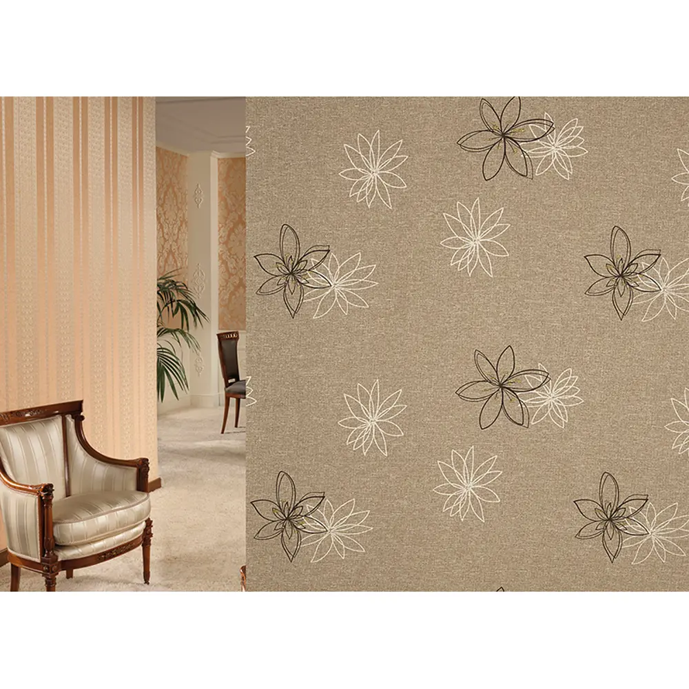 Ткань «Цветы» 1 п/м 280 см лён цвет коричневый ТОРГОВЫЙ ДОМ ТЕКСТИЛЬ STLM-2120250 - Вид №3