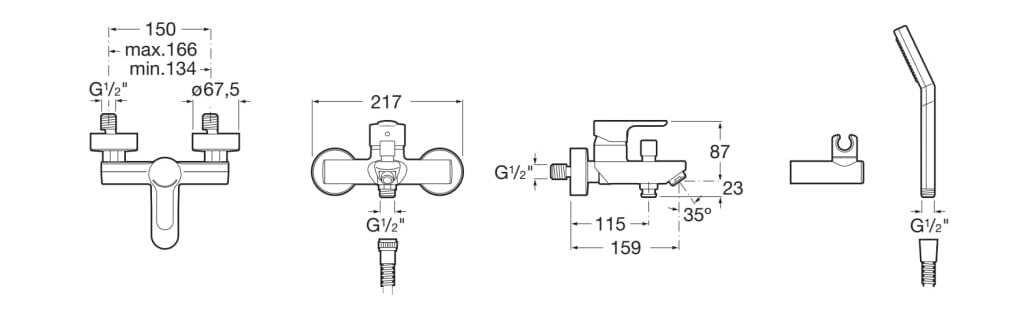 Внешний смеситель для ванны с ручным душем Roca L20 ARCH-00034041 - Вид №2