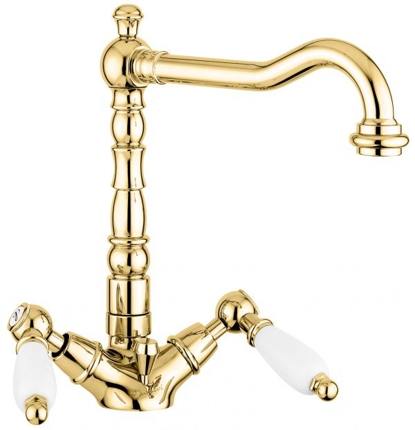 121613OR Смеситель Deco Ceramic с донным клапаном для раковины, цвет золото EMMEVI Decò ceramic