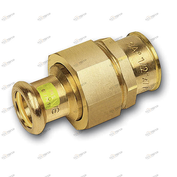 1113401512 SANHA 11340G пресс-фитинг газ, бронза, сгон самоуплот. ВПр-ВР 15x1/2 мм 